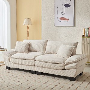 NicBex 84" Corduroy Sleeper Sofa with 23" Deep Seat, Upholstered Loveseat Sofa with 2 Supportive Pillows, Couches for Living Room - 1 of 4