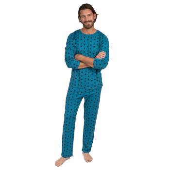 Leveret Mens Two Piece Cotton Loose Fit Pajamas Dog Paw Blue L