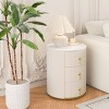 INFURNIC Nightstands Upholstered Nightstand with 3 Drawers Round Design Marbling Sticker Top Metal Handles, Beige, 15.75"*15.75"*20.67" - 2 of 4