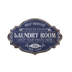 Vintage Metal Laundry Room Wall Sign with Distressed Finish Wall Decal Blue - Storied Home: Modern Style, Abstract Pattern, Matte Finish - 1 of 4