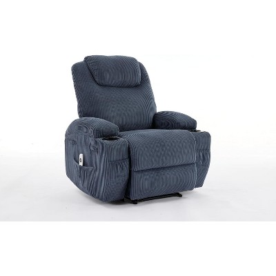 Recliner Chair,Electric Corduroy Space-Saver w/ 2 Side Pockets & USB Charger - For Adults, Tool-Free Assembly, Modern Design