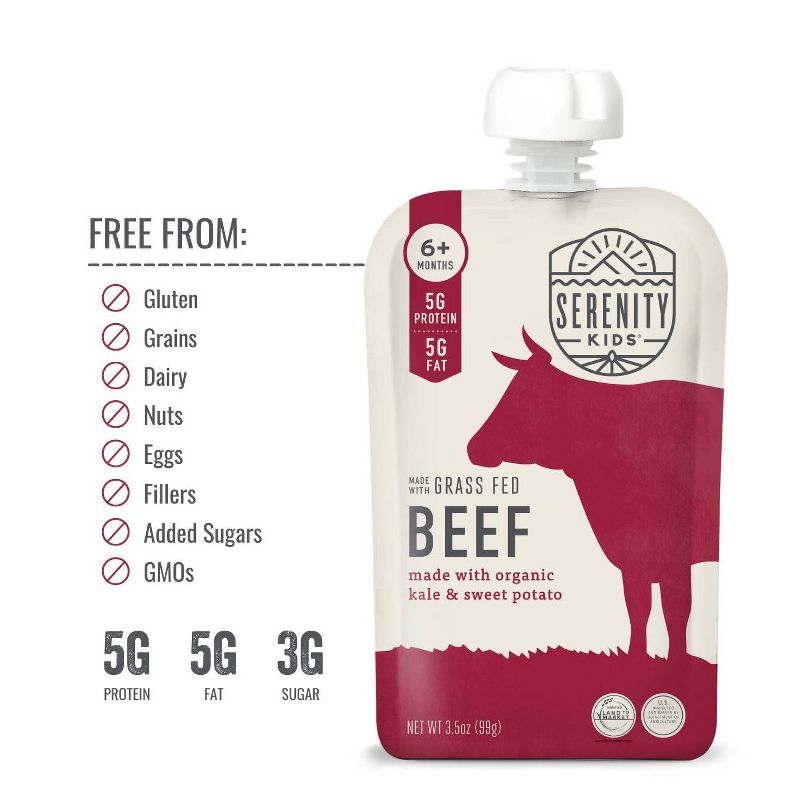 Serenity Kids Grass Fed Beef with Organic Kale &#38; Sweet Potato Baby Meals - 3.5oz, 6 of 10