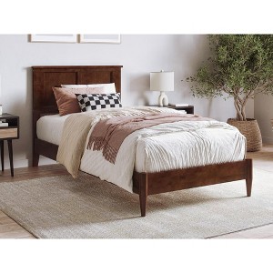 AFI Furnishings Charlotte Twin XL Solid Wood Low Profile Platform Bed in Walnut - 1 of 4