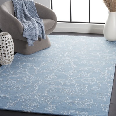 Blue and Ivory Handmade Wool Tufted Area Rug