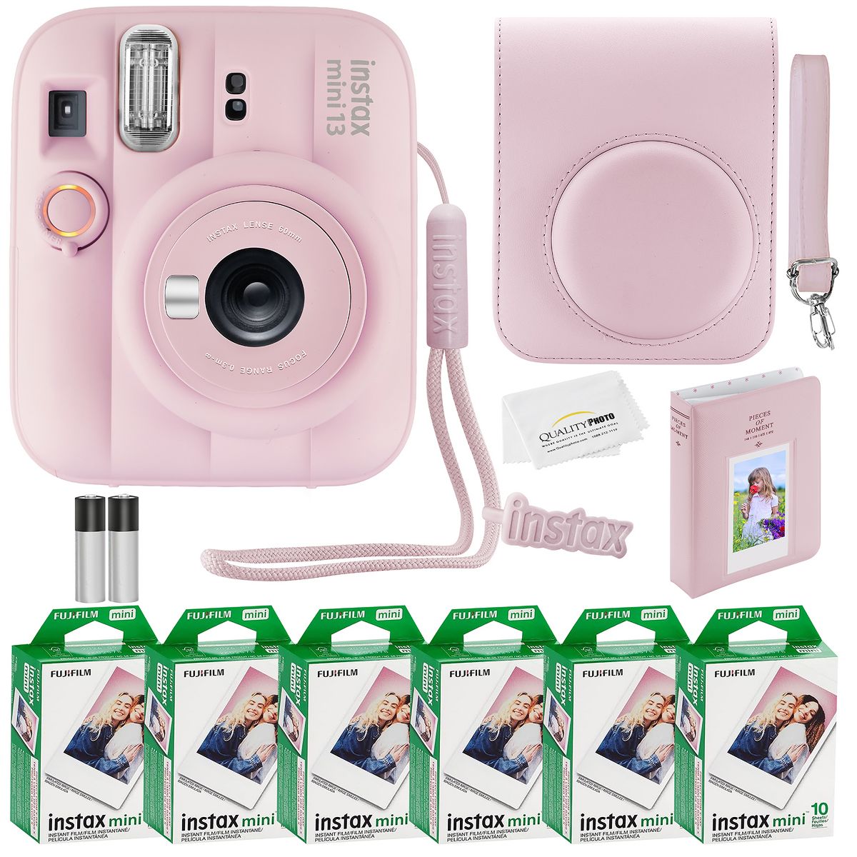 Fujifilm Instax Mini 13 Instant Camera, 60 Photo Prints, Photo Album, Case & Quality Photo Cloth