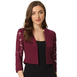 INSPIRE CHIC Women's Wedding Open Front Panel Lace Bolero Shrug - 1 of 4