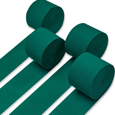 PartyWoo Crepe Paper Streamers Bluish Green 4 Rolls 328 ft 1.8 in x 82 Ft Roll