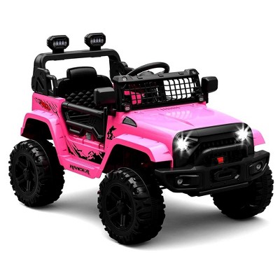 12V Pink Ride-On Truck with Remote Control and LED Lights