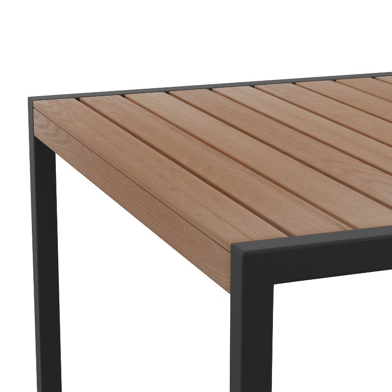 Emma and Oliver 30" x 48" All-Weather Faux Teak Patio Dining Table with Steel Frame - Seats 4, 5 of 10