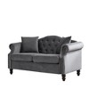 57" Velvet Chesterfield 2-Seater Sofa with Rolled Arms & Nailhead Trim - 4 of 4