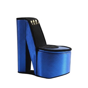 HomeRoots 9" Royal Blue Black And Gold Velvet High Heel Jewelry Box - 1 of 4