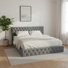 HomeRoots Gray Tufted Velvet Upholstered Queen Bed Frame - 2 of 4