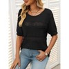 Womens Summer Tops Round Neck Lace Short Sleeve Casual Knit Top Blouse - 2 of 4