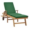 vidaXL Sun Lounger Green cushion, Teak wood - 3 of 4