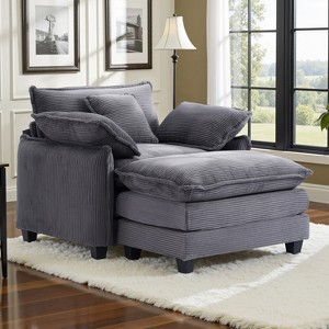 40''W Comfy Cloud Sofa Armchair - Corduroy Oversized Chair & Ottoman Set, Plush Upholstery & Extra Deep Seat for Small Apartment Living Rooms - 1 of 4
