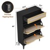 Shoe Cabinet, Rattan Shoe Storage With 2 Flip Drawer and 1 Pull-Out Drawer, Heavy Duty Metal Leg - 2 of 4
