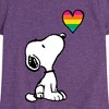 Girls' - Peanuts - Snoopy Rainbow Heart Fitted Short Sleeve Graphic T-Shirt - 2 of 4