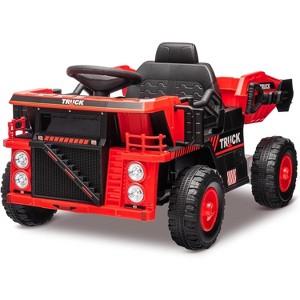 12V Kids Ride-On Dump Truck, RC Electric Construction Vehicle w/Dump Bed & Shovel, 4-Wheel Shock Absorption, for Boys & Girls - 1 of 4