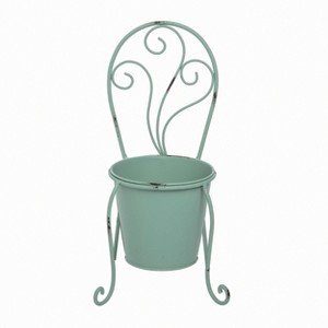 Transpac Spring Green Metal Chair Planter Stylish Tabletop Decor for Indoor and Outdoor Planters - 1 of 1