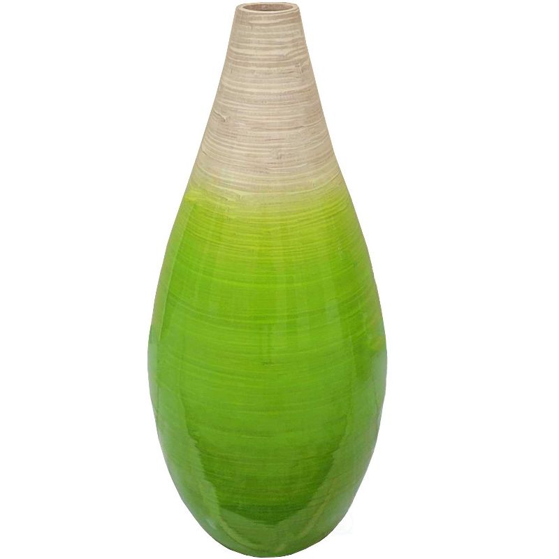 Uniquewise Contemporary Bamboo Tall Floor Vase Tear Drop Design for Dining Living Room Entryway Decoration Fill with Dried Branches or Flowers, Green, 4 of 6