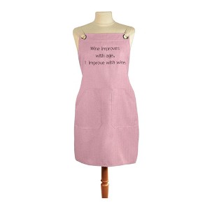Women’s Apron 100% Cotton – Wine Improves with Age Design by Manual Woodworkers and Weavers - 1 of 3