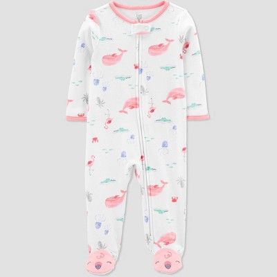 Image of Baby Girls' Flamingo Footed Pajamas - Just One You® made by carter's Pink 6M