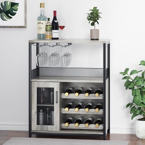 3-Tier Wine Bar Cabinet with Detachable Wine Rack and Storage Space - 1 of 4