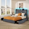 Tangkula Bed Frame w/LED Lights Charging Station 2 Storage Pockets & 4 Drawers - 2 of 4