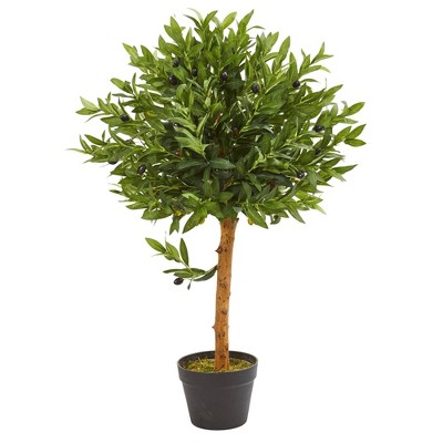 Nearly Natural 34-in Olive Topiary Artificial Tree UV Resistant (Indoor/Outdoor)