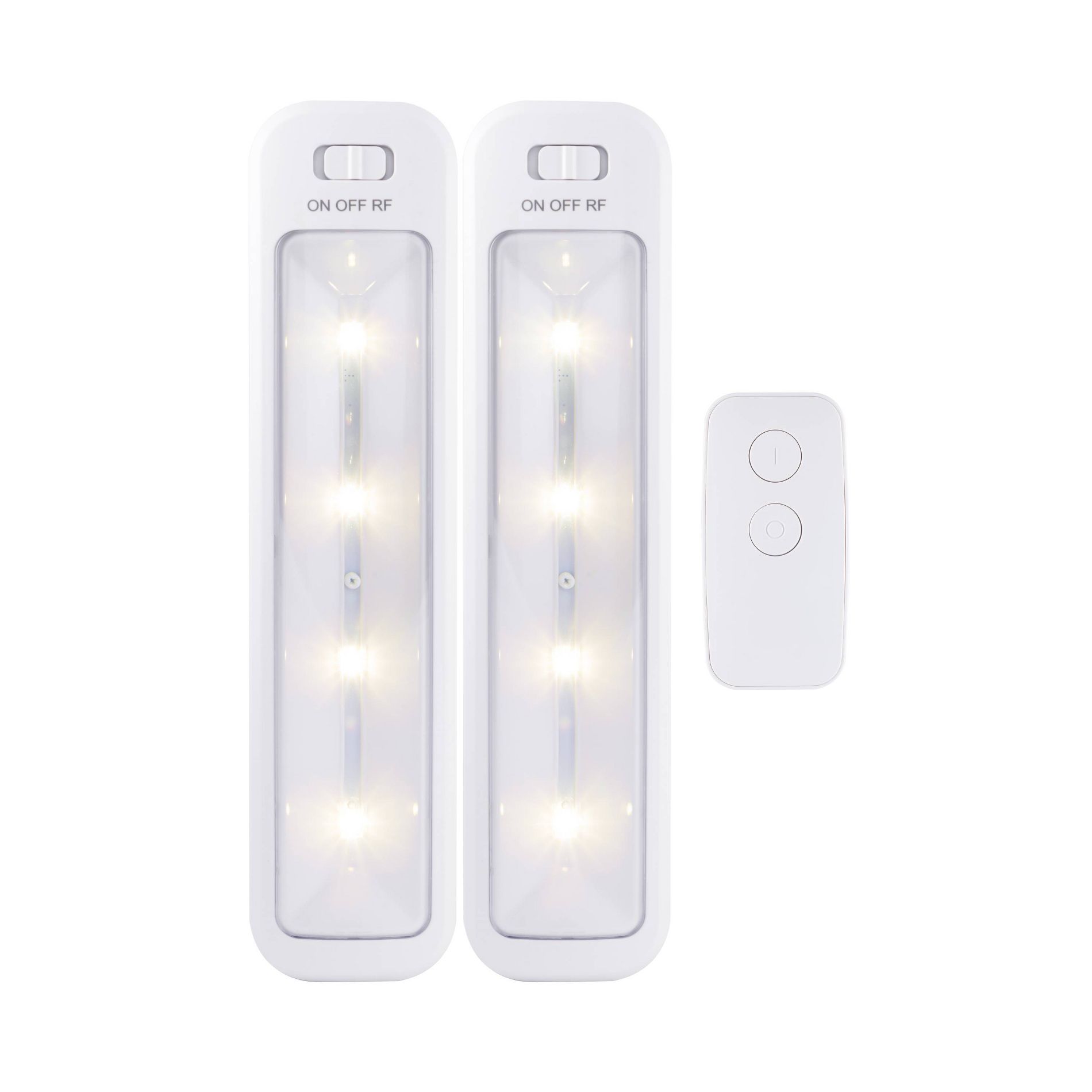 Energizer 10" 2pk 70 Lumens Battery Operated LED Cabinet Lights Bar with Wireless RF White: Closet Light, Remote Control