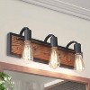 LNC Sabrina 21.3-in 3-Lights Matte Black and Brown Wood Farmhouse Vanity  Lights - 2 of 4