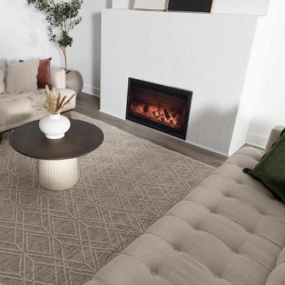 Ivory and Black Handwoven Wool Cotton 8' x 10' Area Rug