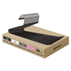BP4U Open-Ended Metal Pants Hangers, Non-Slip Heavy-Duty Steel Hangers for Jeans, Trousers, Scarves & Bath Towels - 1 of 4