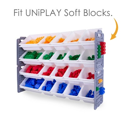 Gray and White Multi-Bin Toy Organizer with 20 Removable Bins