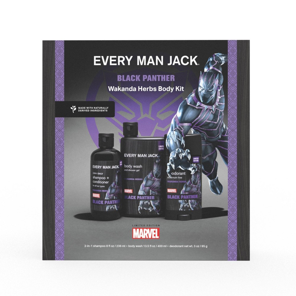 Every Man Jack Marvel Black Panther Bath and Body Holiday Gift Set for Men  Naturally Derived