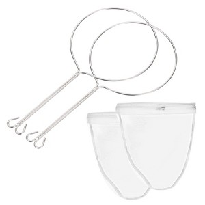 Unique Bargains Stainless Steel Reinforced Frame Sturdy Handle Nylon Mesh Strainer Bag 2 Sets - 1 of 4
