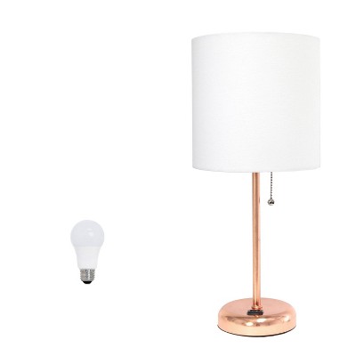 Simple Designs Sleek Slender Rose Gold Table Lamp White