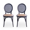 Rattan Dining Chair Set of 2,Armless Dining Chair with Vintage Caned Back for Kitchen or Dining Room,Wood Dining Chair-Cuddlewood - 3 of 4