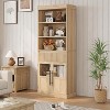 70" Tall Storage Cabinet, Kitchen Pantry Cabinet with Glass Doors, Freestanding Bookcase with Open Shelves and Fluted Drawer - 3 of 4