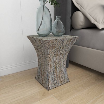 Pearl Inlay Hourglass Accent Table 15"x19" - Multicolor