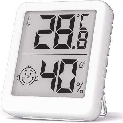 DSVIMOY Weather Thermometer Accurate Hygrometer with Fast Refresh for Baby Room and Greenhouse, White, 2.17"*1.85"*0.55"
