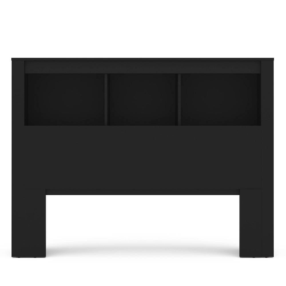Full Madison Bookshelf Headboard Black - Polifurniture: Storage, Modern Design, 3 Shelves