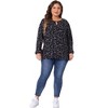 Agnes Orinda Women's Plus Size Chiffon Keyhole Long Sleeve Floral Blouses - 3 of 4