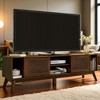 67.9 Inch Mid Century Modern Rattan TV Stand for TVs up to 75", Entertainment Cabinet, Media Console, Solid Wood Feet & Rattan Cabinet Doors - 2 of 4