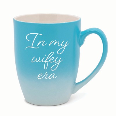 Elanze Designs In My Wifey Era Two Toned Ombre Matte 10 ounce New Bone China Coffee Tea Cup Mug For Your Favorite Morning Brew, Teal and White