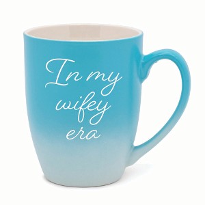Elanze Designs In My Wifey Era Two Toned Ombre Matte 10 ounce New Bone China Coffee Tea Cup Mug For Your Favorite Morning Brew, Teal and White - 1 of 4