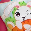 Slickblue Bunny & Carrot Embroidered Pillow Cushion - Decorative Floor Cushion, 19.7x19.7 inches, Cotton Canvas - 3 of 4