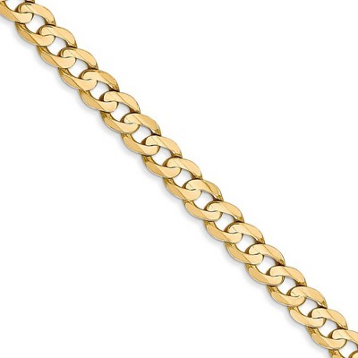 Black Bow Jewelry 4.5mm, 14k Yellow Gold, Open Concave Curb Chain Necklace