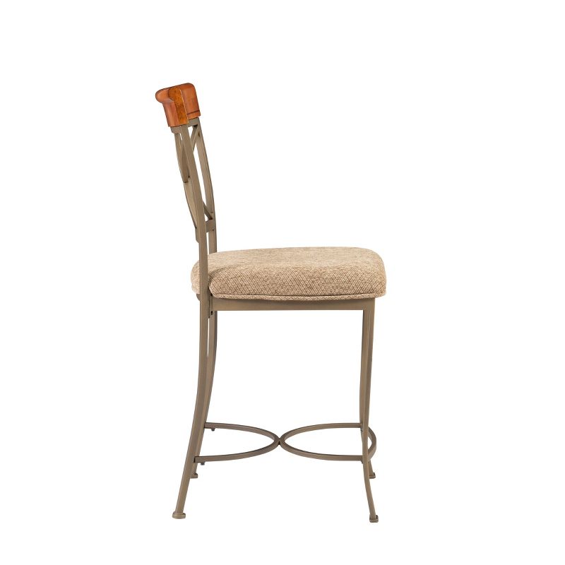 24&#34; Carter Upholstery Counter Height Barstool Metal/Tan/Cherry - Powell Company, 5 of 14
