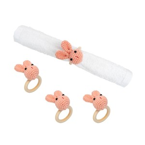 C&F Home Easter Pink Knitted Bunny Rabbit Napkin Rings, Set of 4 - 1 of 4